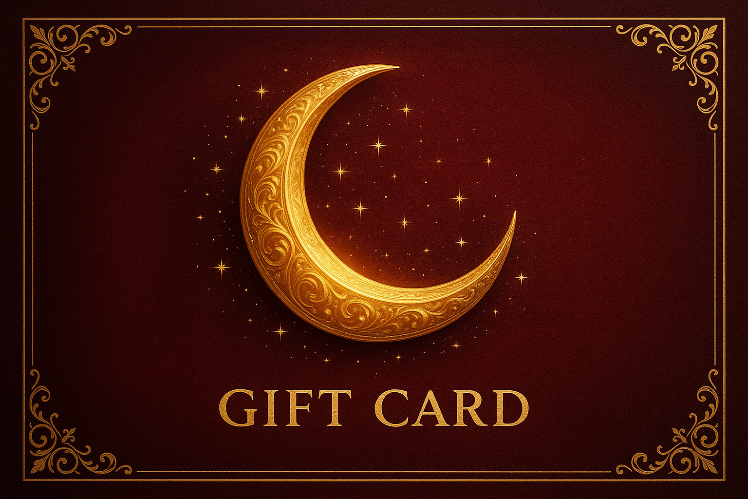 crescent moon gold and red gift card